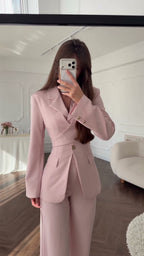 Opale rose - pantalon large fluide